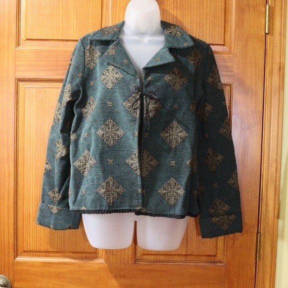 Debra Hodges Handmade Artisan Art To Wear Tapestry Blazer Jacket LG OOAK - Picture 2 of 13